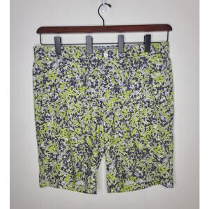 Greg Norman Attack Life green grey abstract flat front golf shorts - 38